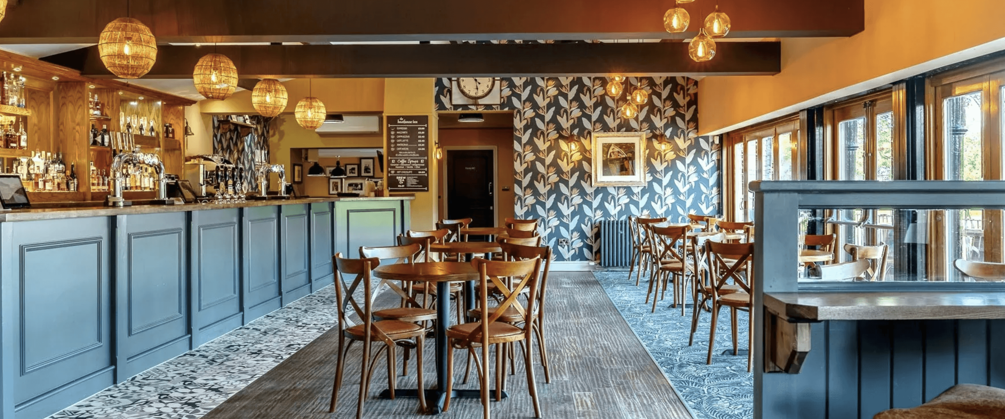 Dining area inside The Boathouse Inn