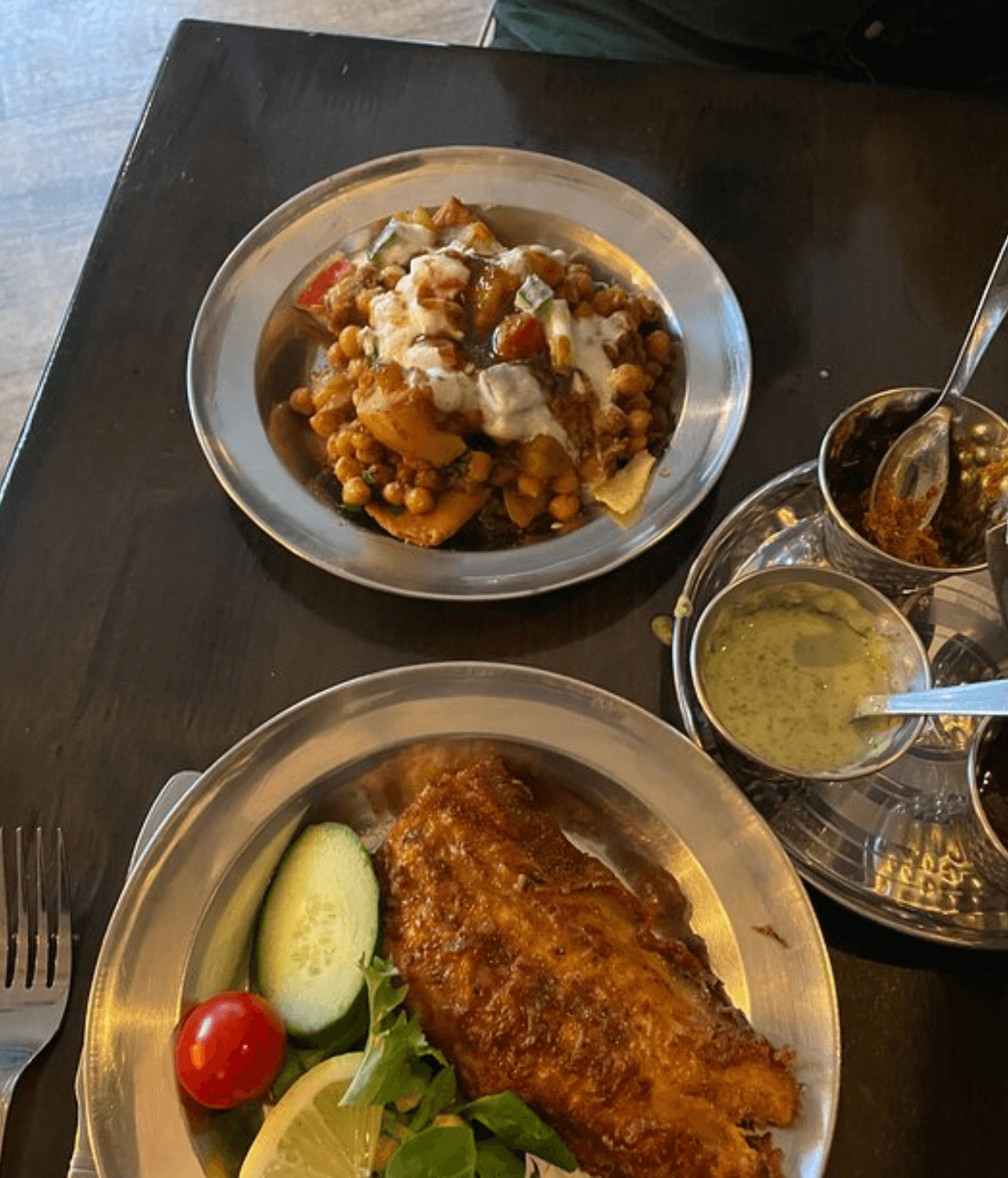 Plated dishes at Jinnah Bistro in Saltaire