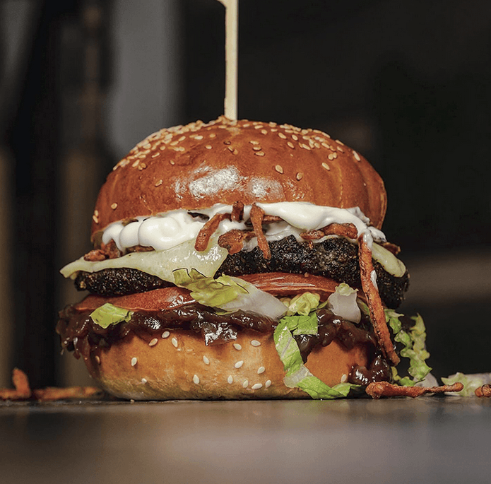 Artisan burger close-up at Rumpus Burger Saltaire