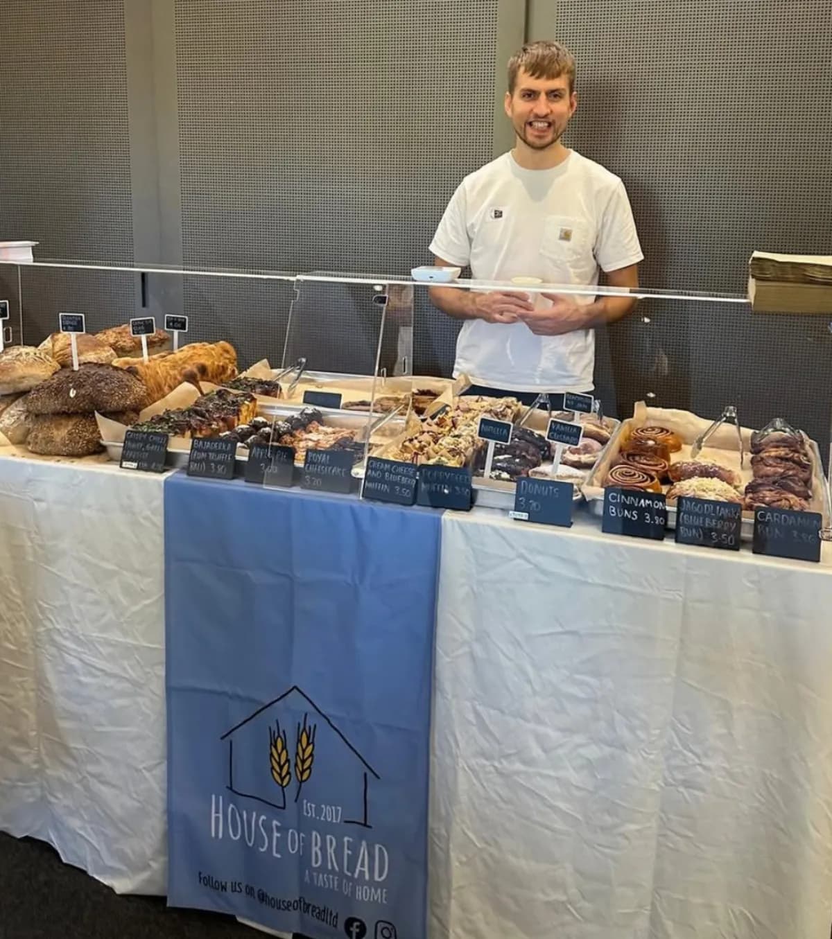 House of Bread pop-up stand with cakes and bread